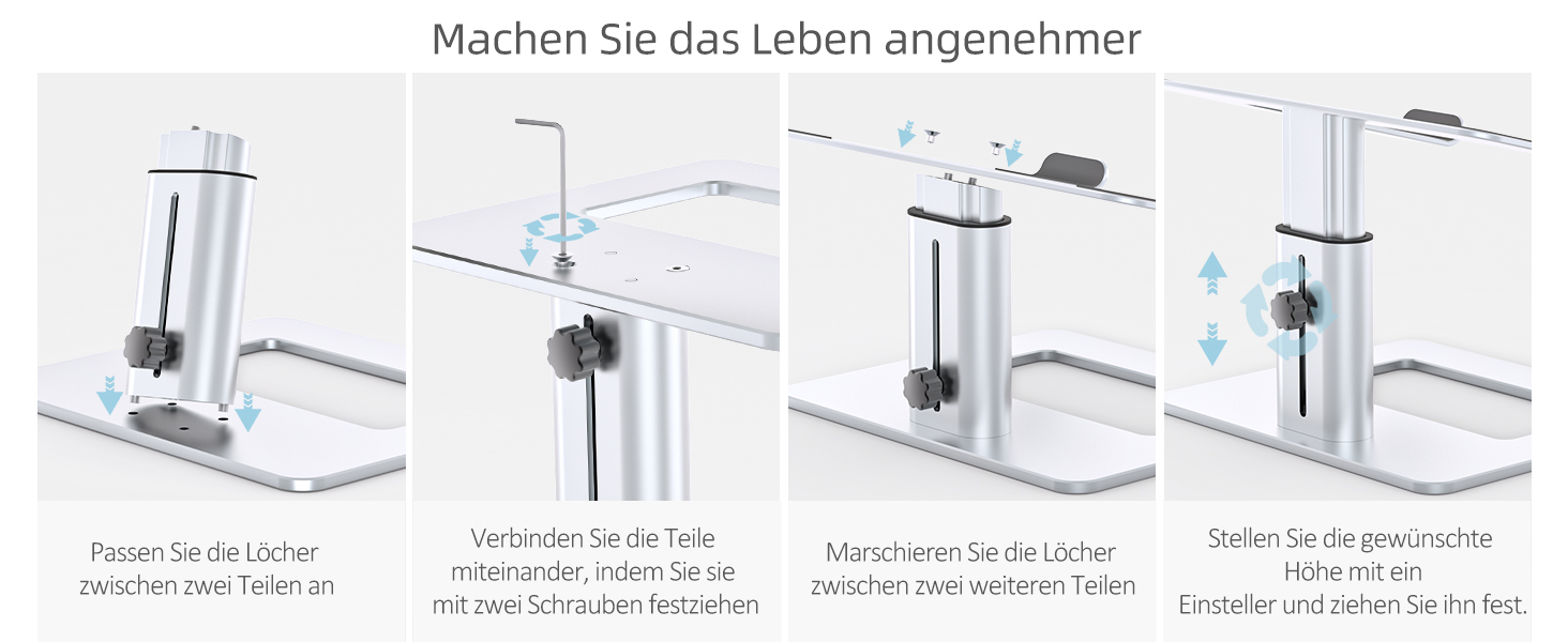 Підставка для ноутбука GOKEDA, ергономічна регульована, з алюмінієвого сплаву, сумісна з MacBook, Dell, HP, Lenovo, Samsung (11-17 дюймів), срібна