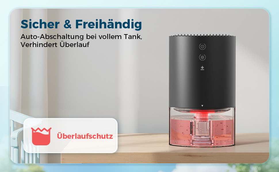 Електричний осушувач повітря AROEVE 990мл з 7-кольоровим підсвічуванням, автоматичним вимкненням та захистом від пролиття - для дому, шафи, ванної кімнати та кухні