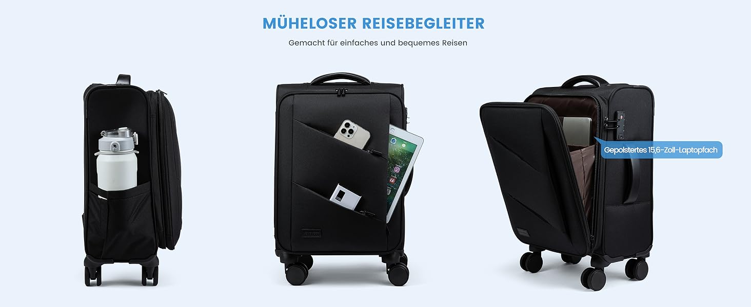 LOVEVOOK Рюкзак ручної поклажі 30-40L, розширюваний, для ноутбука 17 дюймів, чорний, антикрадійний, для подорожей