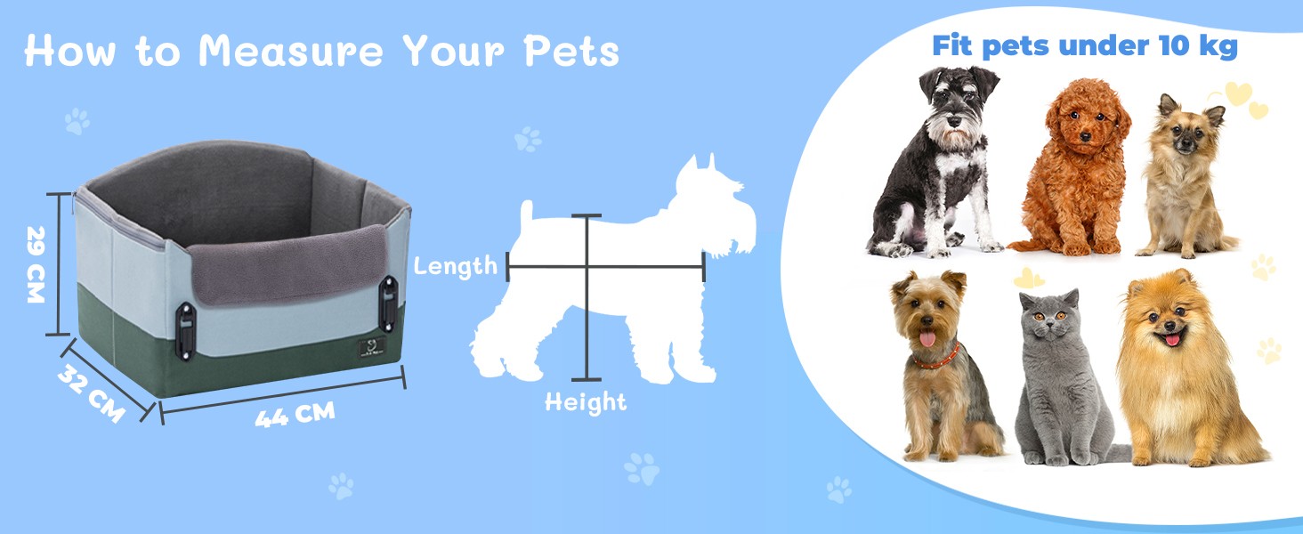 Автокрісло для собак, автокрісло для маленьких собак з ременями безпеки, підвищення для собак, складане, зелене