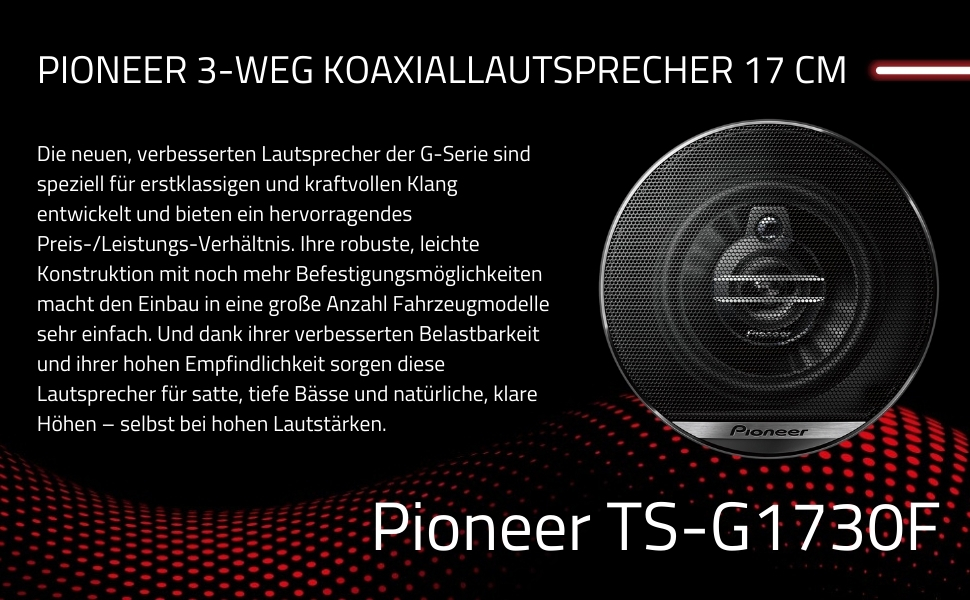 Автомобільна коаксіальна акустика Pioneer TS-G1730F 17 см, 300 Вт, 3-смугова, потужний звук, IMPP-дифузор, чорна
