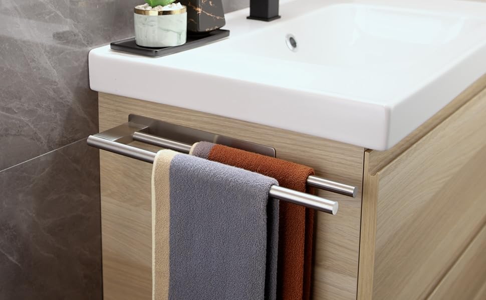 Подвійний тримач для рушників Doppelt без свердління, 304 нержавіюча сталь, сріблястий, 39 см