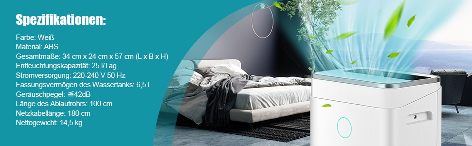 Відбійник повітря COSTWAY з 4 режимами, 5л резервуар для води, таймер 24 години, шланг для зливу, LED-дисплей, для приміщень до 250м³ (100м²), 25л/день