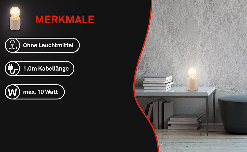 BRILONER Настільна лампа міні, ретро/вінтаж, кераміка, бежева, E27, 10W, для дому та офісу