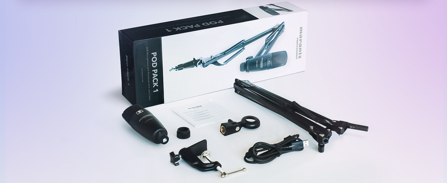 Мarantz Professional MPM-1000U - USB Конденсаторний мікрофон з великою мембраною та нирковою характеристикою для подкастів, студії, геймінгу. Комплект Pod Pack 1