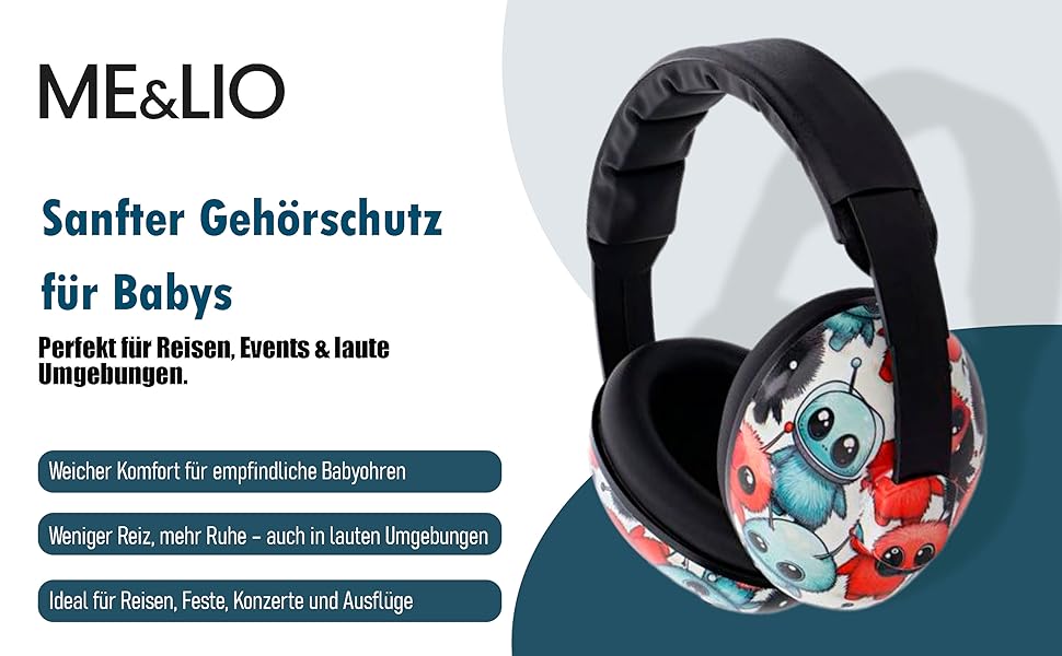 Навушники для захисту від шуму для малюків ME&LIO (0-24 місяці) - для подорожей, сну, аутизму та сенсорної чутливості, SNR 25dB, сертифіковані