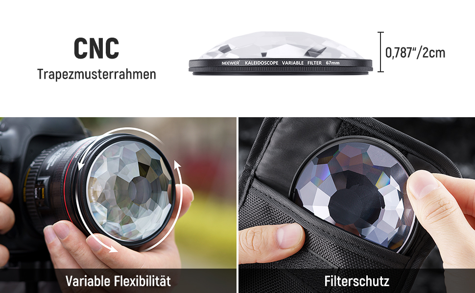 NEEWER Фільтр-призма Kaleidoscope 67mm для фотографії, кристалічне скло, ефект рефракції, змінна кількість мотивів