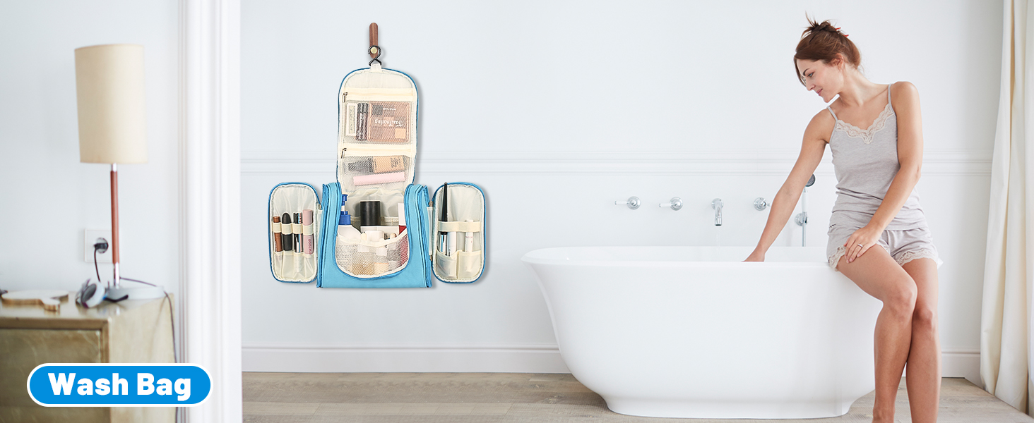 Чоловіча косметичка-органайзер для подорожей з гачком, зелена/блакитна