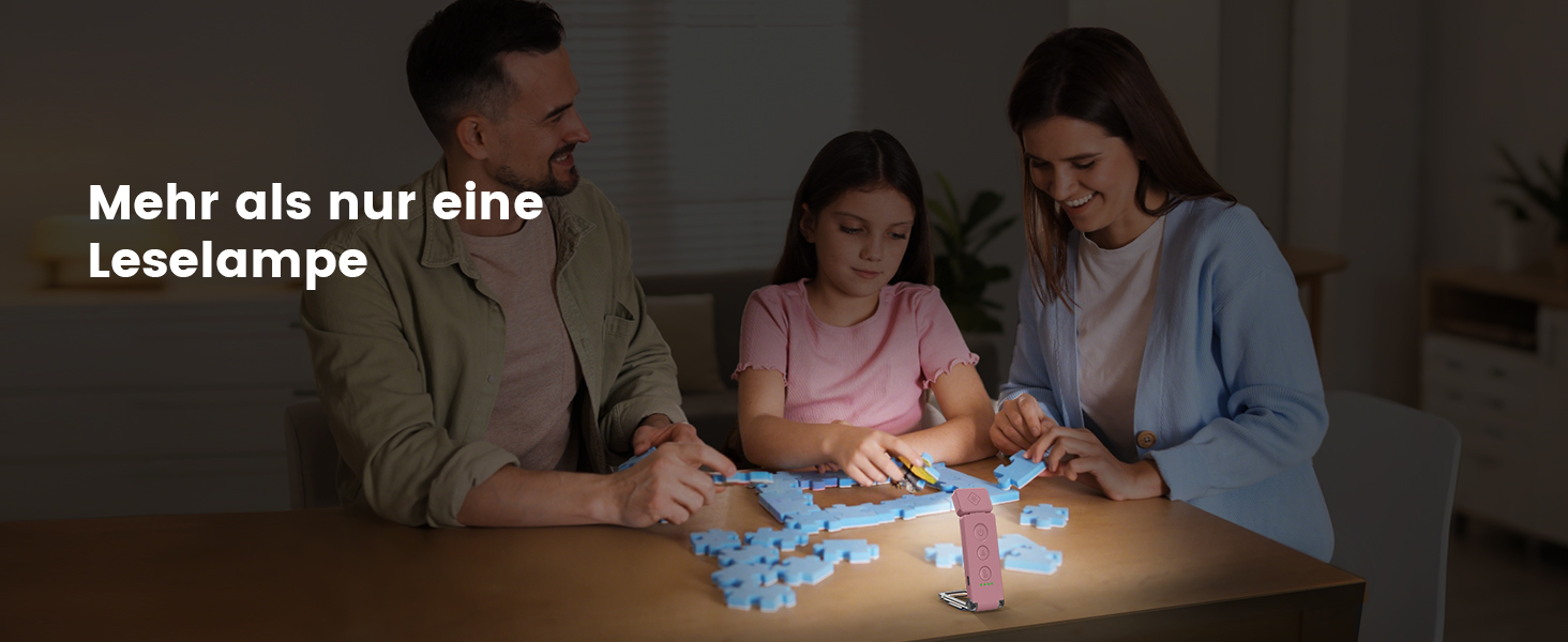 Світлодіодна кліпса для читання Glocusent 12 LED з затискачем, рожева: лампа для книги в ліжко, 5 кольорів, 5 рівнів яскравості, 100 годин роботи, для дітей та любителів читати