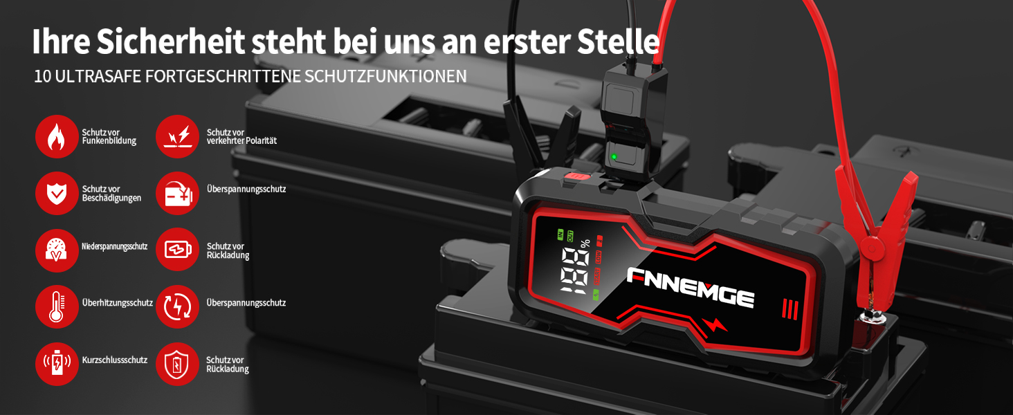 Портативний акумулятор для авто Jump Starter 6000A, 12V, з LED-ліхтариком та HD-екраном