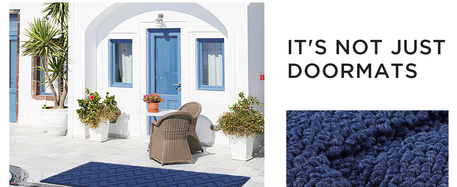 Килимок для дому та вулиці 50x80 см, миючий, вологостійкий, антиковзкий, для входу, порогу, патіо, галереї, саду (60 x 180 см, синій)