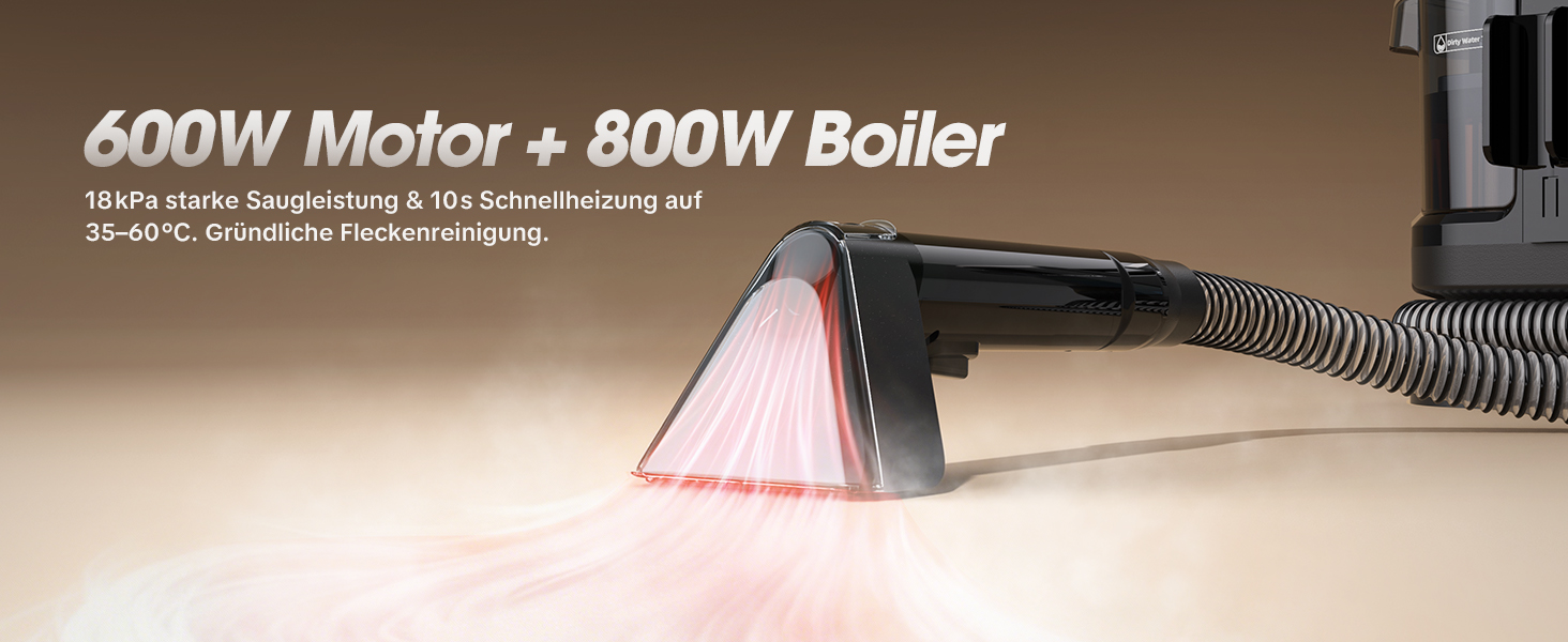 Портативний пилосос для чищення м'яких меблів Lubluelu 600 Вт, 18 кПа, з функцією самоочищення та насадкою для килимів, диванів та авто (чорний)