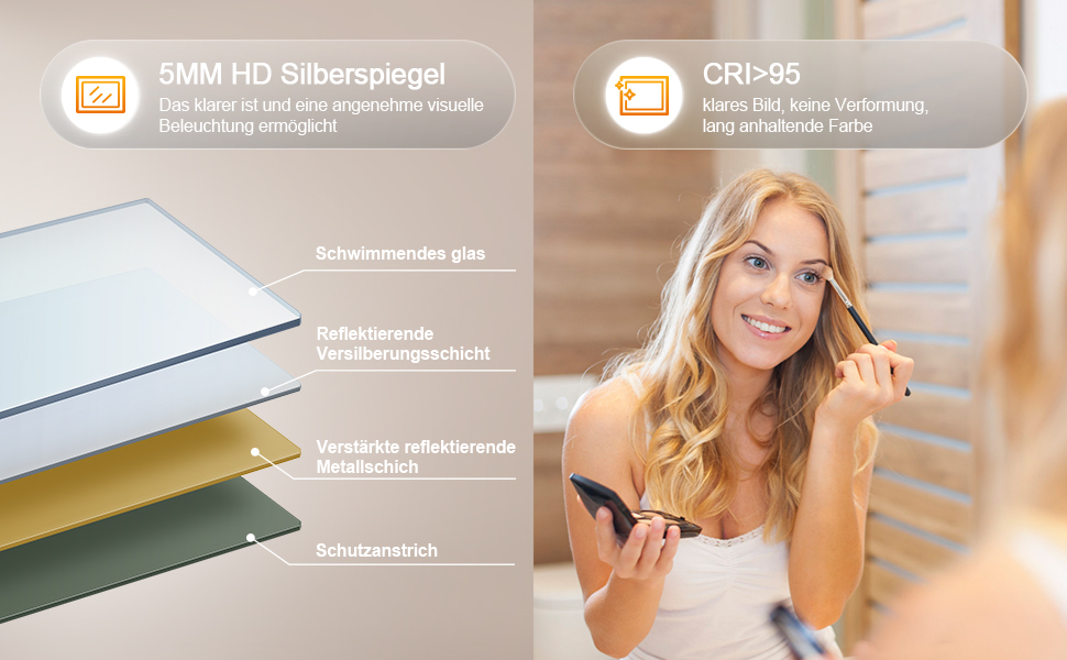 Дзеркало Boromal Spiegel чорне 40x60 см з металевим обрамленням для ванної, туалету, спальні