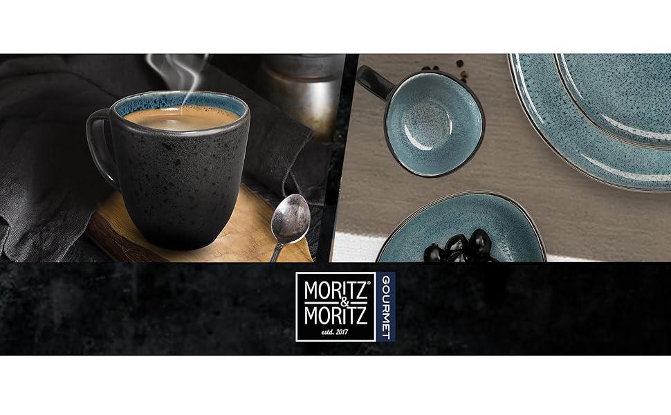 Набір келихів для кави Moritz & Moritz ORGANIC, 6 шт. - блакитні келихи з каменю з унікальним градієнтом, придатні для миття в посудомийній машині