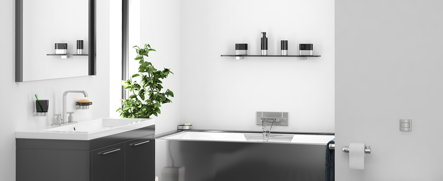 Тримач для рушників SAYAYO без свердління, 30 см, чорний, нержавіюча сталь, самоклеючий, для ванної кімнати та кухні