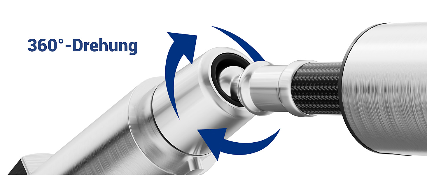 Кухонний змішувач DAYONE з висувною лійкою, нержавіюча сталь, 3 режими, 360° обертання, для кухонних мийок (15 см), матовий.