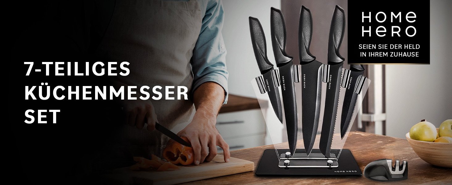Home Hero Stainless Steel Kitchen Knife Set - 7 Piece Professional Chef Knife Set