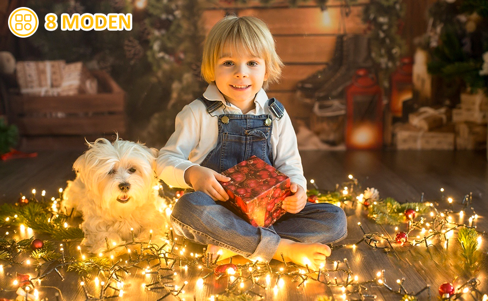 Льо́хка гірлянда 1400 LED для дому та саду: 8 режимів, пульт, таймер, вологостійка, тепле світло, для декору вечірок, свят, ялинки