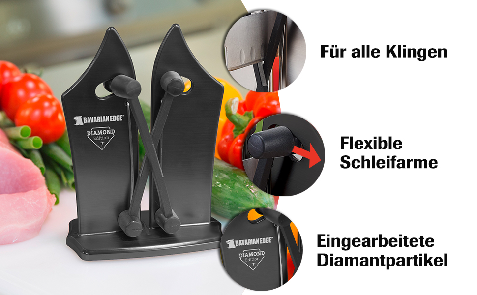 Професійний набір точилок для ножів Bavarian Edge Deluxe з вольфрам-карбідом, Diamond Edition, 2 шт. Підходить для всіх ножів, включно з серрейторами