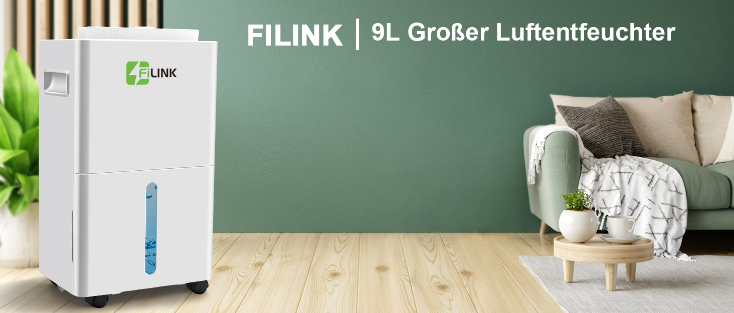 Електричний осушувач повітря 9л/добу, тихий, з дитячим замком, захистом від переливу та авторестартом, для спальні, ванної, підвалу та пральні