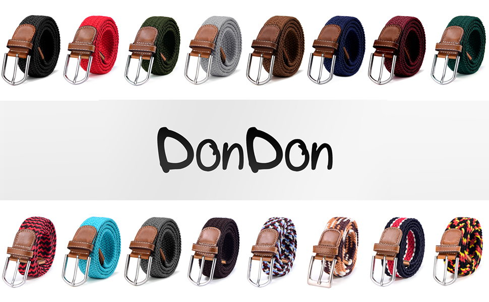 Плетіний еластичний ремінь DonDon для жінок та чоловіків, чорний, 100-120 см