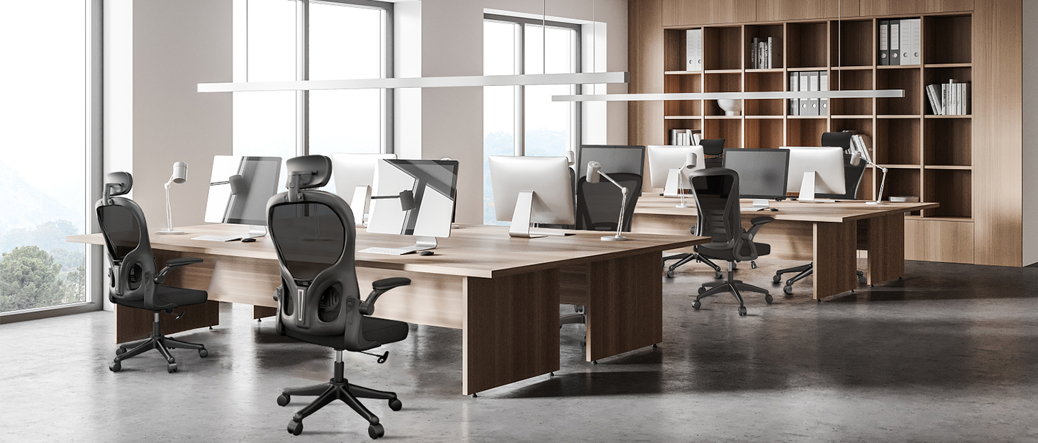 Офісне крісло Naspiro, ергономічне з регульованою підголівником, підлокітниками та підтримкою попереку, поворотне, сітчасте, для дому та офісу, сіре