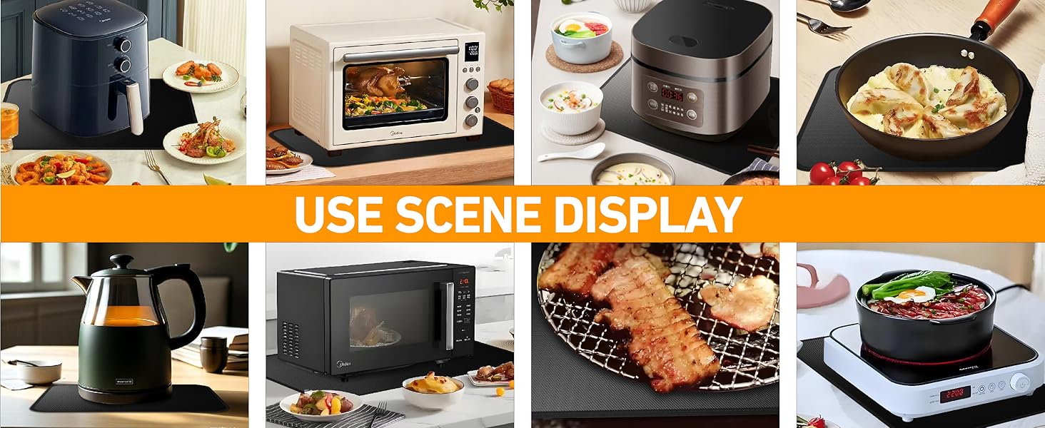 Термостійкий килимок під фритюрницю та кавомашину, 70x50 см, силікон, чорний