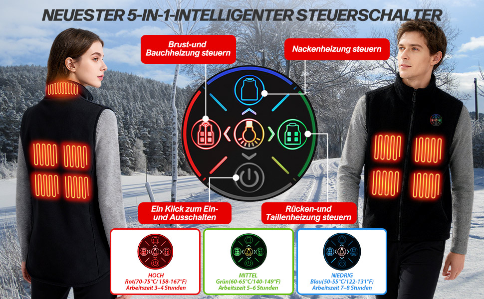 Електрична гріюча жилетка з підігрівом для жінок та чоловіків, 5V/7.4V, 20000mAh, 10 зон нагріву, 3 температурні режими, для велоспорту, активного відпочинку, роботи на вулиці, кемпінгу, розмір L, чорна