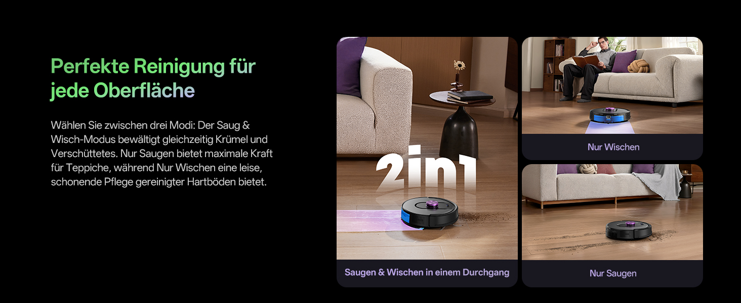 Робот-пилосос Vexilar W15 з функцією миття підлоги, бездротовий, 10000Pa, LiDAR, 180 хвилин, керування через додаток та голосовий помічник