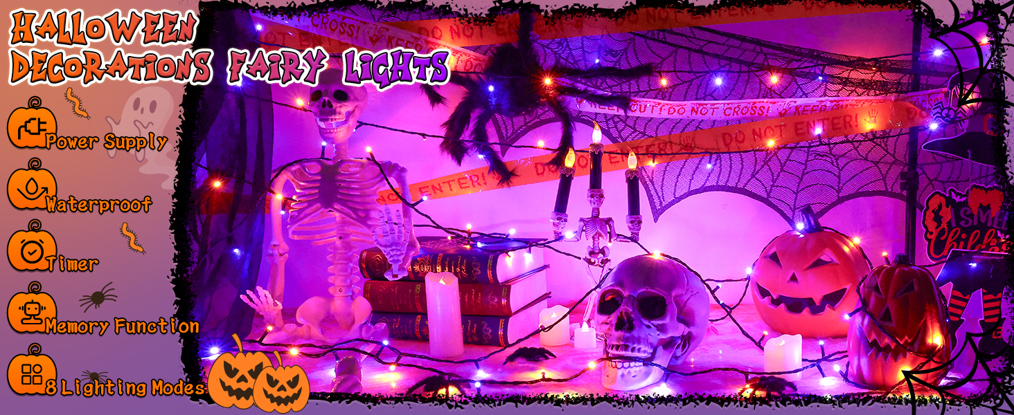 Льо́нги́ гірля́нда для прикраша́ння на Рі́здво, 200 LED, живлення від мережі, таймер, 8 режимів, вологостійка, для ялинки, саду, внутрішнього та зовнішнього використання, тепле біле світло (оранжево-фіолетовий), 20 метрів