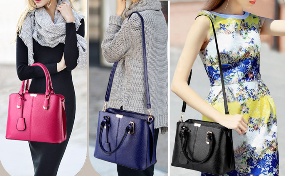 Сумка жіноча шкіряна (екошкіра) Shopper Damen темно-синя велика містка з ручками та ланцюжком