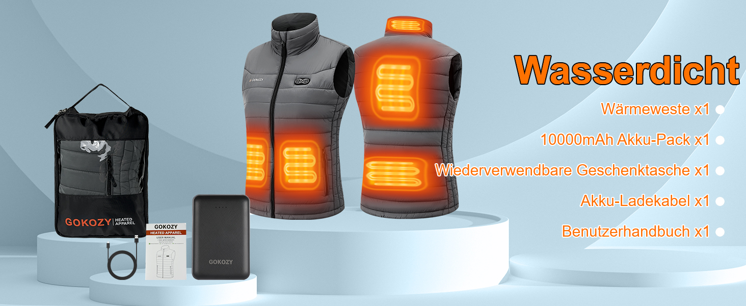 Електрична гріюча жилетка для жінок Gokozy з 5 зонами нагріву та Powerbank, сіра