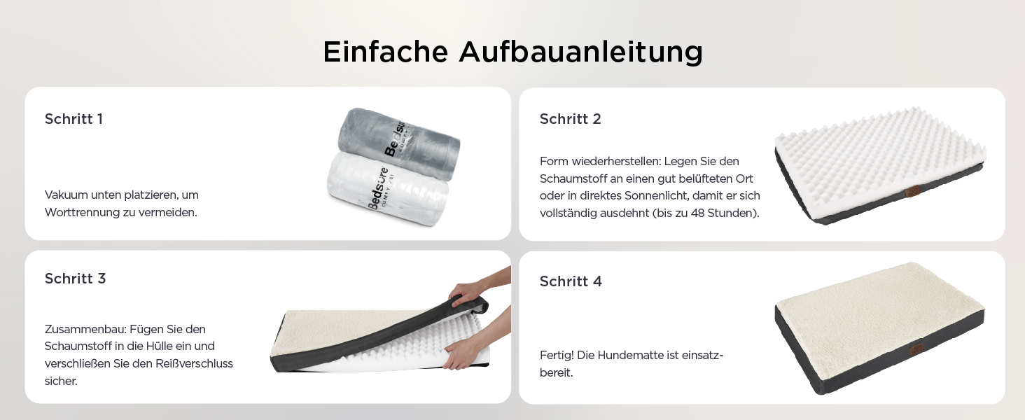 Ортопедичне ліжко для собак BEDSURE - великі породи, 112x81x8 см, м'яке, миється, сірого кольору