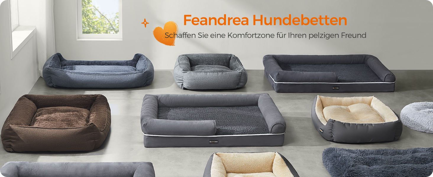 Ортопедичне ліжко для собак Feandrea, м'яке, з піднятими бортиками, 91 x 68 x 18 см, знімний чохол, антиковзаюча підкладка