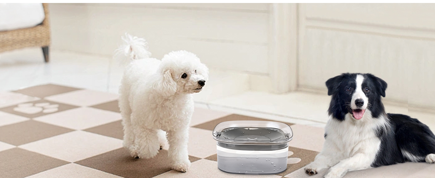 Миска для собак PETTOM 2L без розбризкування, велика сіра, з анти-розливним механізмом