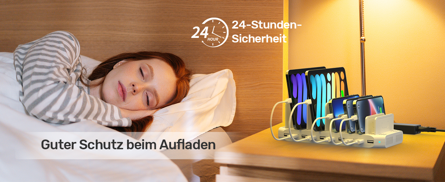 Зарядний пристрій Alxum 60W USB, 10 портів, для телефонів, планшетів, Kindle - білий