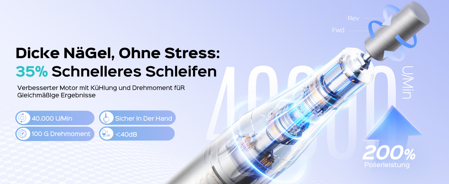 Електрична машинка для манікюру COSLUS 40000 об/хв: професійний набір для догляду за нігтями 6-в-1. Підходить для гелевих та акрилових нігтів, видалення гелю та педикюру. Компактна, тиха, біла.