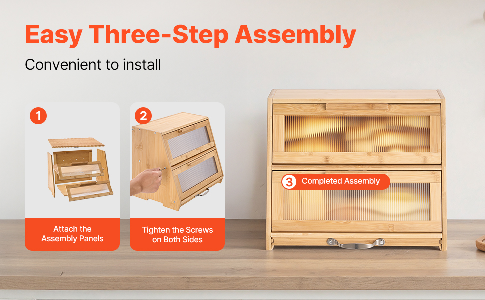 Двошаровий дерев'яний контейнер для хліба VEVOR - Brotkasten з акриловою кришкою для зберігання домашнього хліба