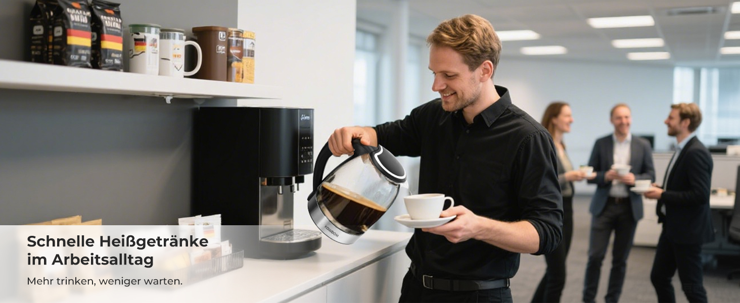 Електричний чайник Kowdom 1.8L з боросилікатного скла, BPA-free, 2200W, швидкий нагрів, автовимкнення та захист від сухого кипіння, чорний