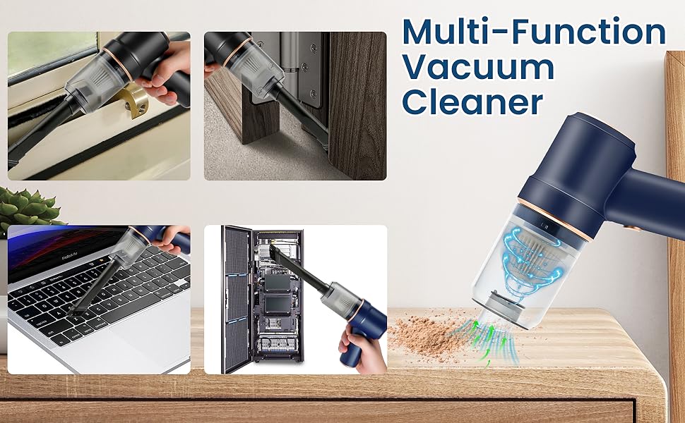 Бездротовий ручний пилосос 2-в-1 для авто, дому та кухні, 15000PA, 120W, чорний