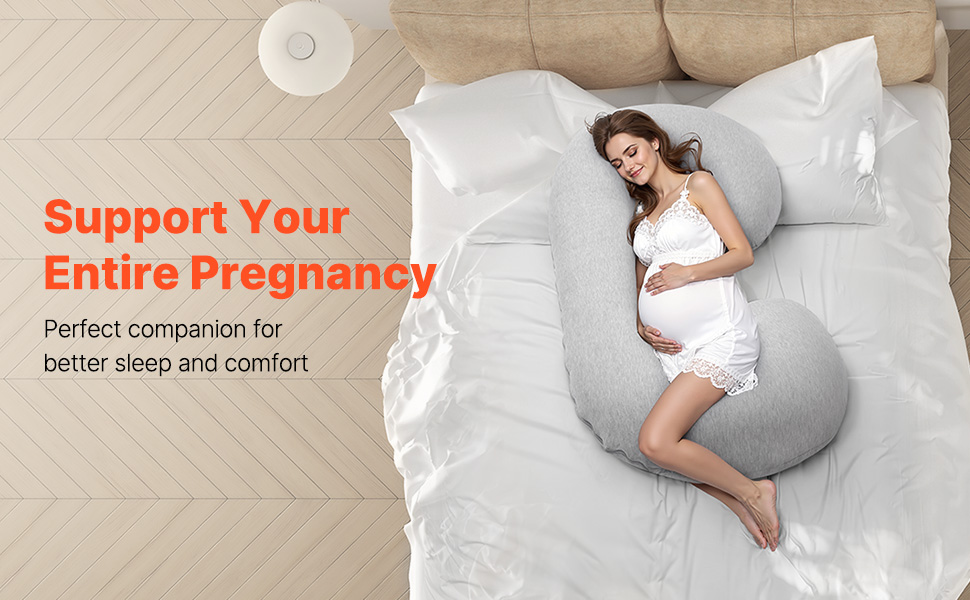 Подушка для вагітних VEVOR C-подібної форми, 133x63x21 см, знімний та пральний чохол, підтримка спини, живота, стегон та ніг
