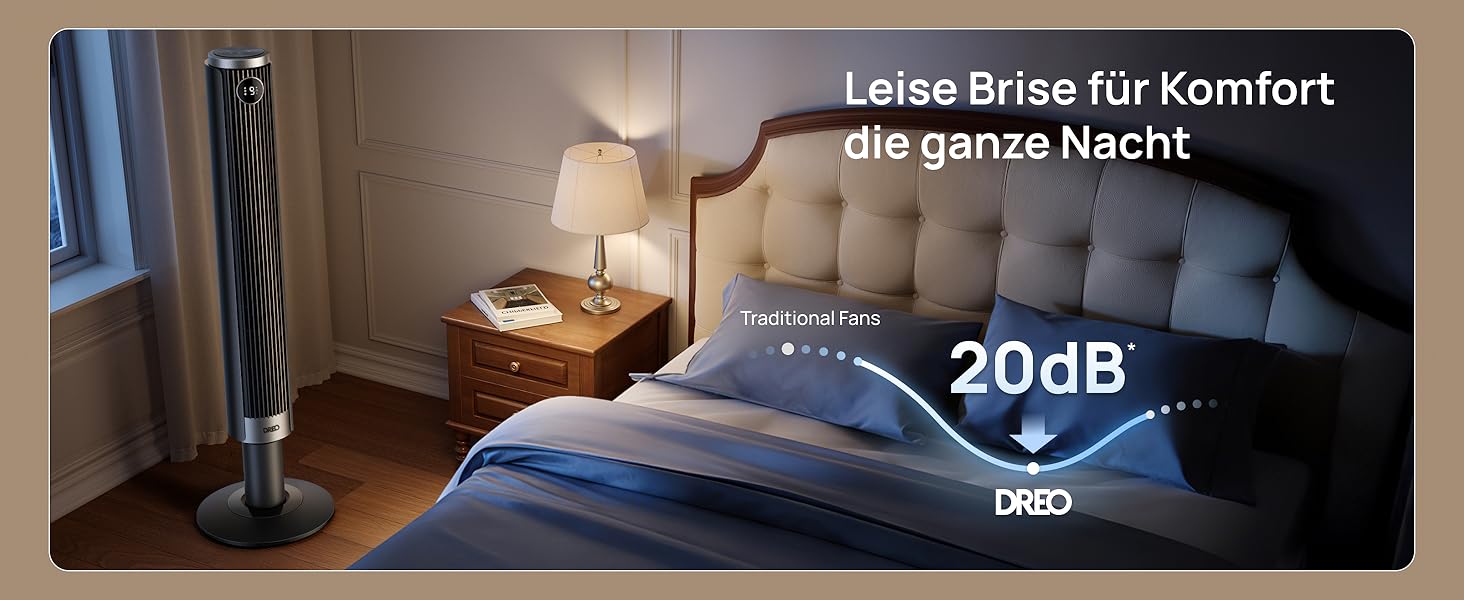 Вентилятор вежовий DREO Smart 102-114 см для спальні, з регулюванням висоти, 9 швидкостей, 4 режими, 90° осциляція, тихий (20 дБ), таймер 12 год, чорний