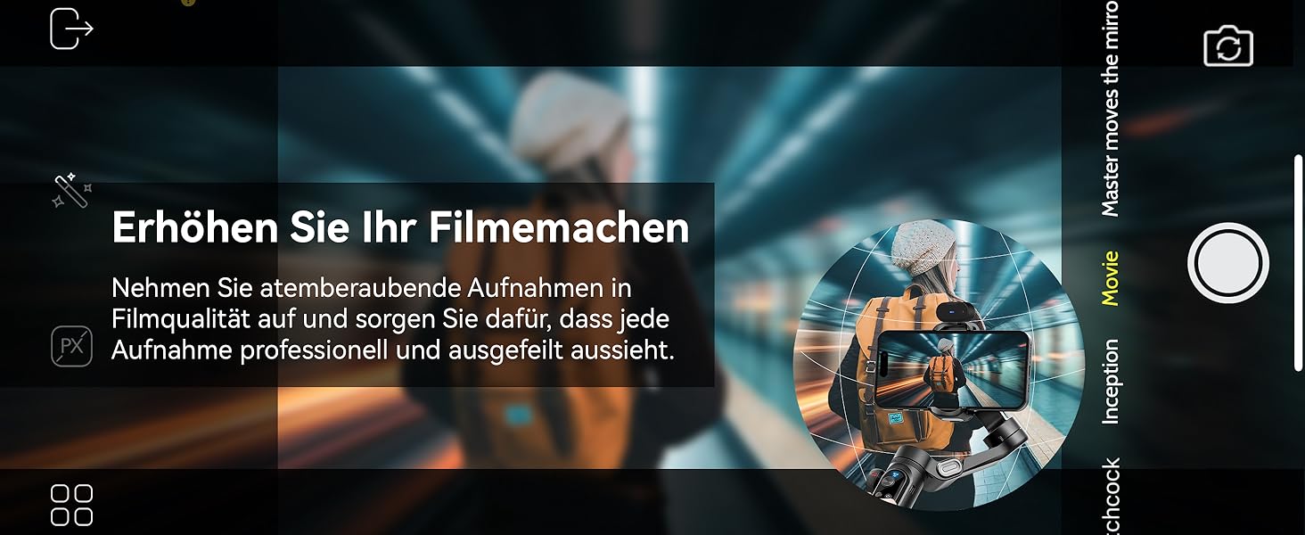 Стабілізатор для смартфона AOCHUAN 3-осьовий з RGB-підсвічуванням, для iPhone/Android, з функцією відстеження обличчя, для зйомки Vlog (Smart X Pro AI, Чорний)