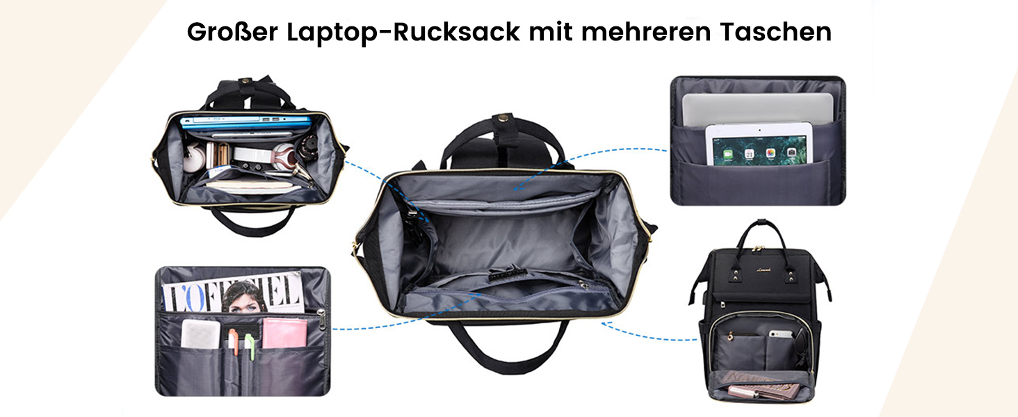 LOVEVOOK Рюкзак для жінок, шкільний рюкзак, рюкзак для ноутбука, водонепроникний, з USB-портом, для університету, школи, роботи, подорожей, темно-сірий, чорний, 17'