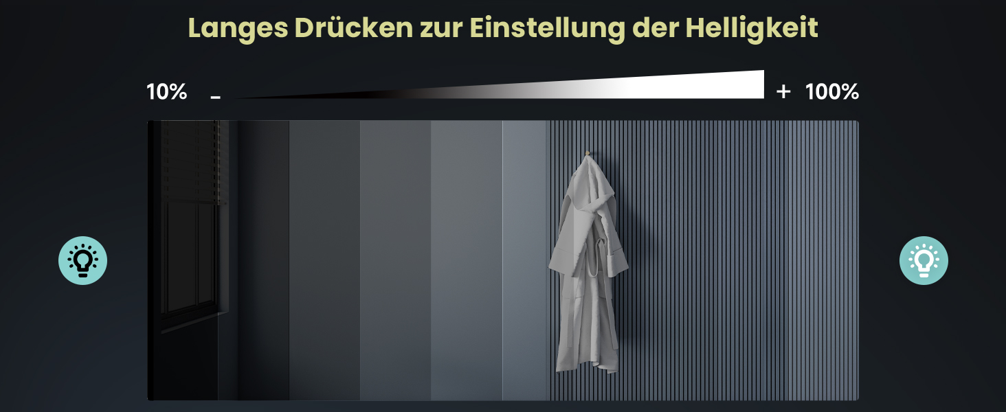 Дзеркало для ванної кімнати SONNI з підсвічуванням 120x60 см, 3 кольори світла, антизапарник, годинник, температура, LED, сенсорне управління, білий