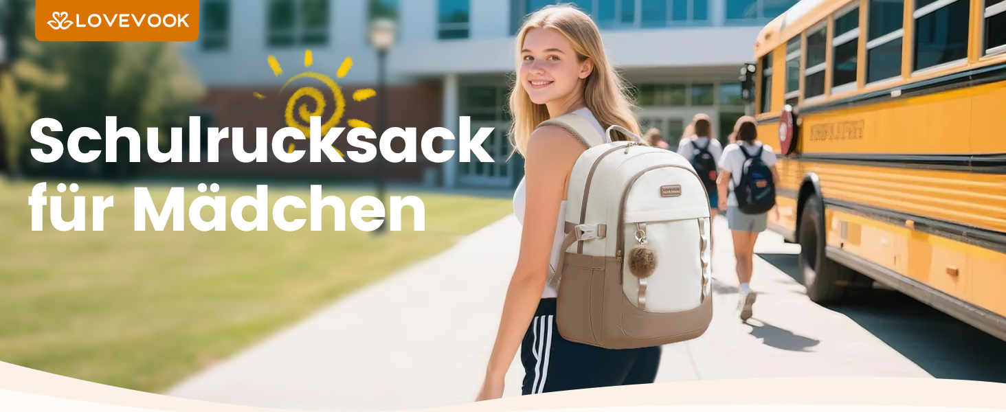 LOVEVOOK Рюкзак для школи дівчинки-підлітка, 15.6 дюймів, рюкзак для ноутбука, легка шкільна сумка, рюкзак для школи, середньої школи, з помпоном, повсякденний, світло-жовтогарячий