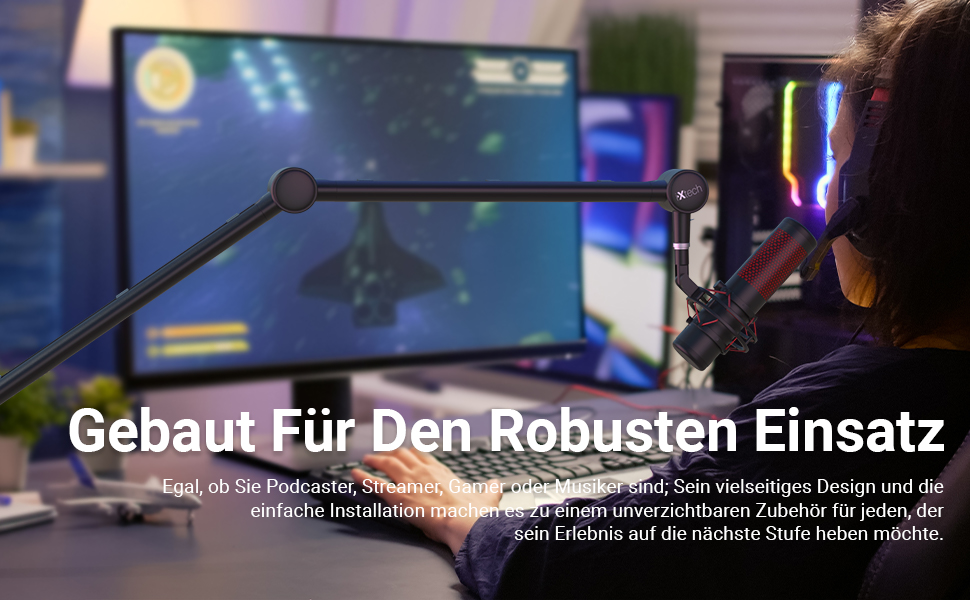 Кріплення для мікрофона IXTECH: сумісне з HyperX Quadcast, Rode, Shure SM7B, Blue Yeti. Настільний штатив для студійного мікрофона, подкастингу, стримінгу. Елегантна модель, високий профіль