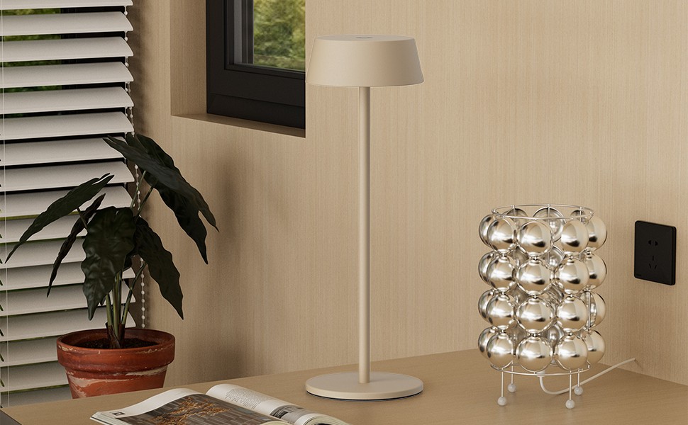 LED-лампа на акумуляторі K-Bright (2 шт.) - бездротова, тепле світло 3000K, регульована яскравість. Підходить для обіднього столу, читання, спальні, саду та ін. Хакі