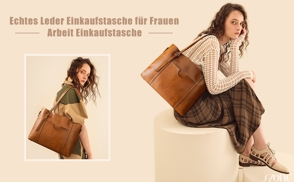 Сумка жіноча S-ZONE 3 в 1 з натуральної шкіри (темно-коричнева) - шопер, кросбоді, для ноутбука