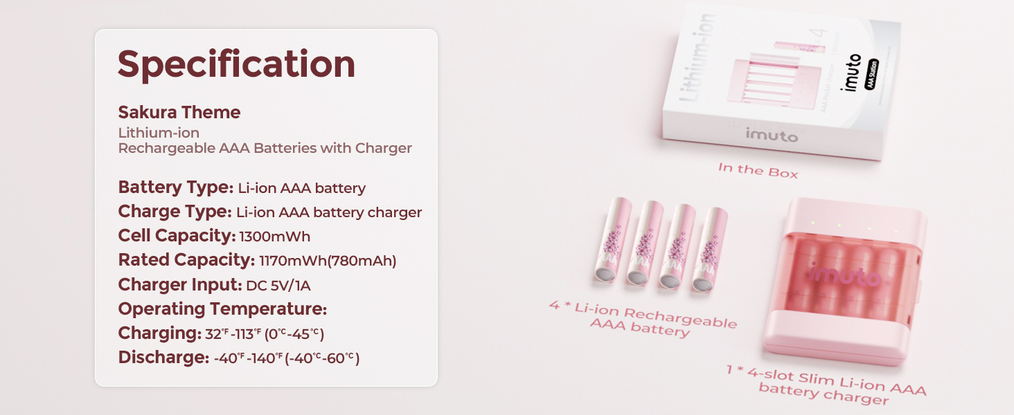 Імуто Акумулятори Li-Ion AA, 8 шт. з зарядним пристроєм, 2500 мWh, висока ємність, 1.5V, 1600+ циклів, низький саморозряд